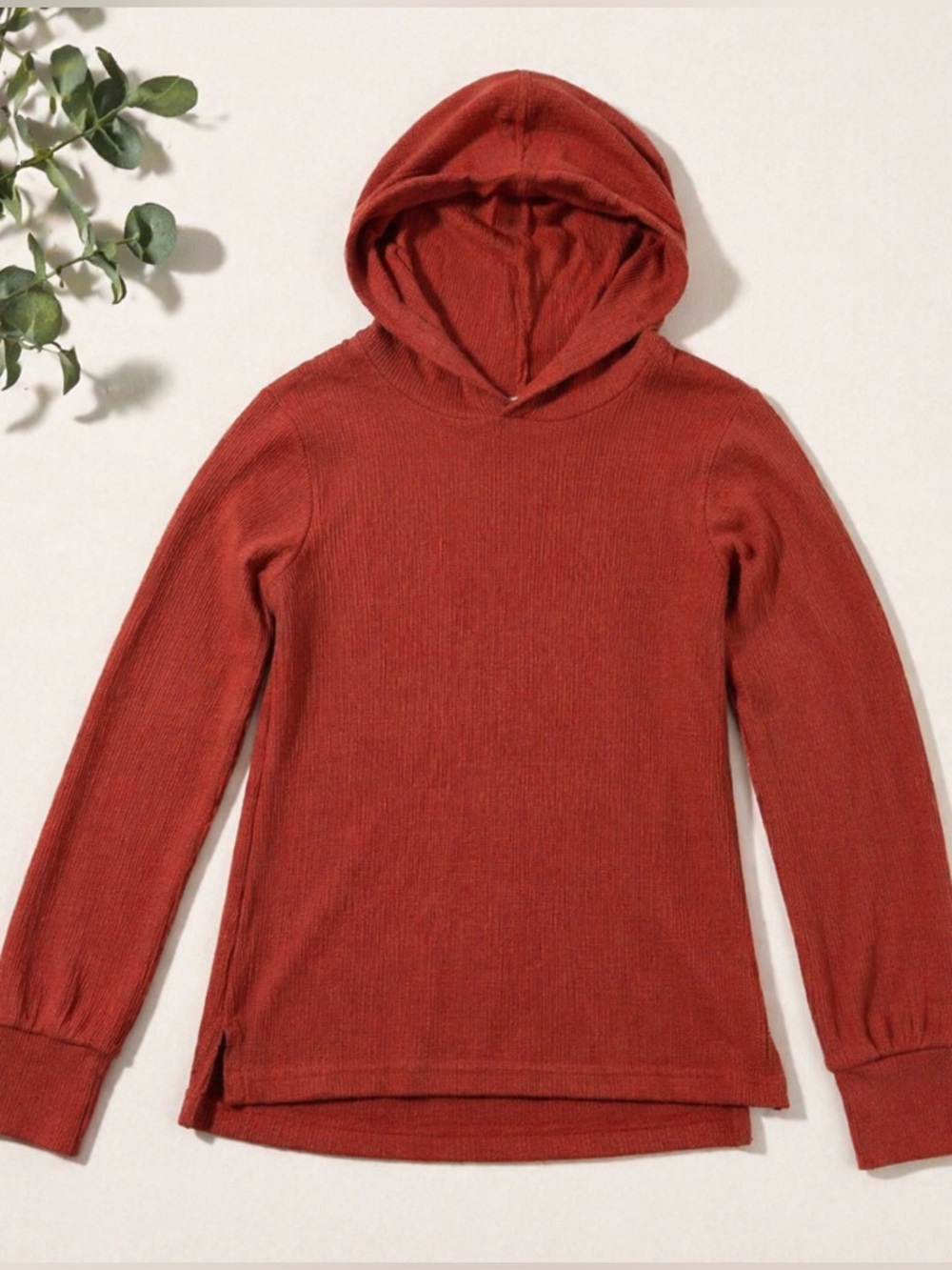 Body Glove Waffle Knit Hoodie Top Size S | Rust Orange Lightweight Pullover